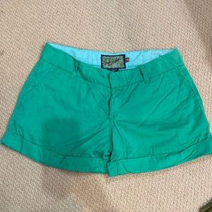 Cuffed green shorts